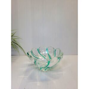 Vintage Mikasa Peppermint Green Swirl Bowl, Candy Nut Dish, Holiday Decor
